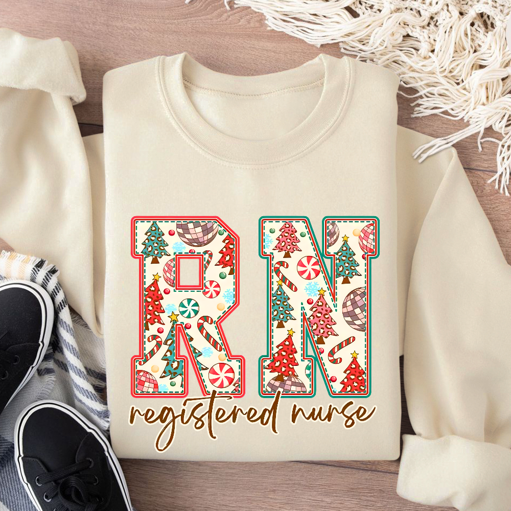 Christmas Registered Nurse Cotton Pullover Sweatshirt