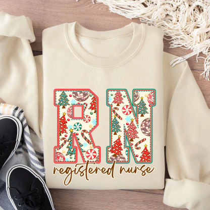 Christmas Registered Nurse Cotton Pullover Sweatshirt