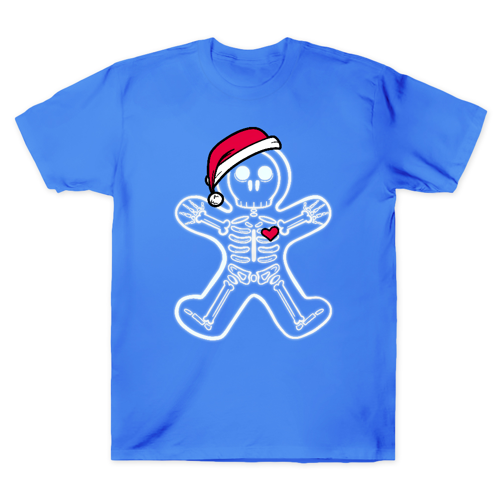Christmas Gingerbread Man X-Ray Cookie Skeleton Wearing A Santa Hat Classic Cotton Doctor T-shirt