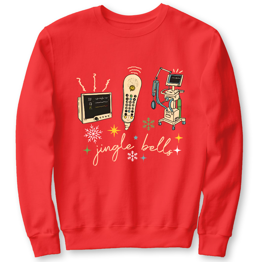 Jingle Bells ICU Nurse Xmas Cotton Pullover Sweatshirt