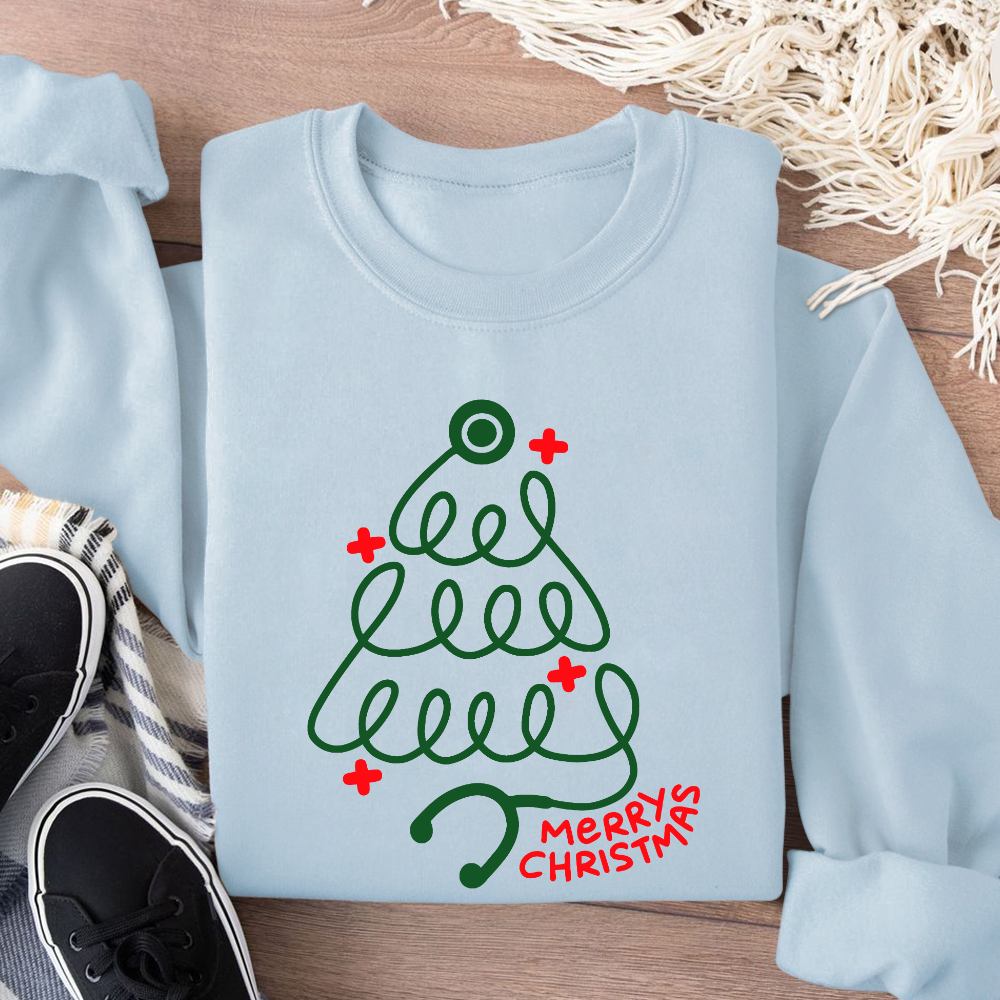 Merry Christmas Nurse Cotton Pullover Sweatshirt