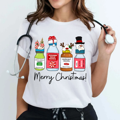 Merry Christmas Pharmacy Cotton Nurse T-shirt