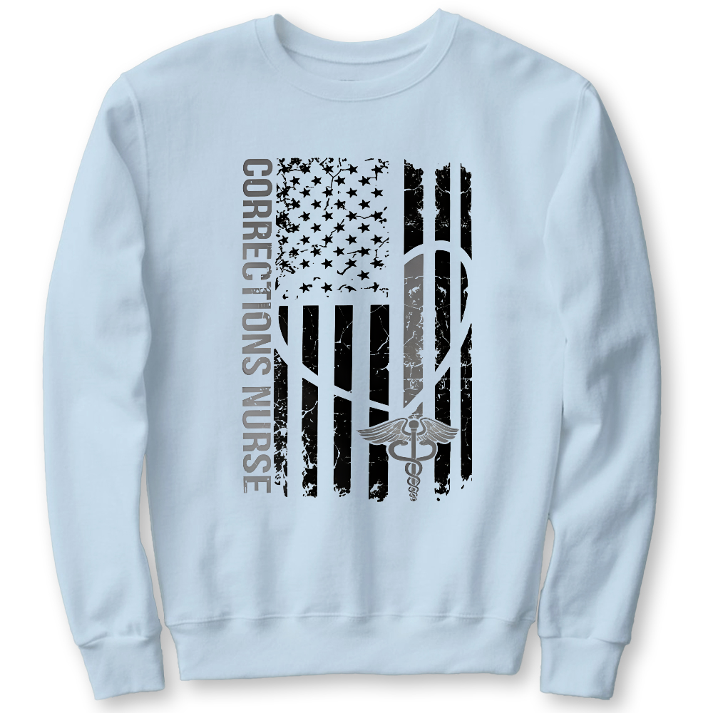Corrections Nurse Flag Cotton Pullover Sweatshirt