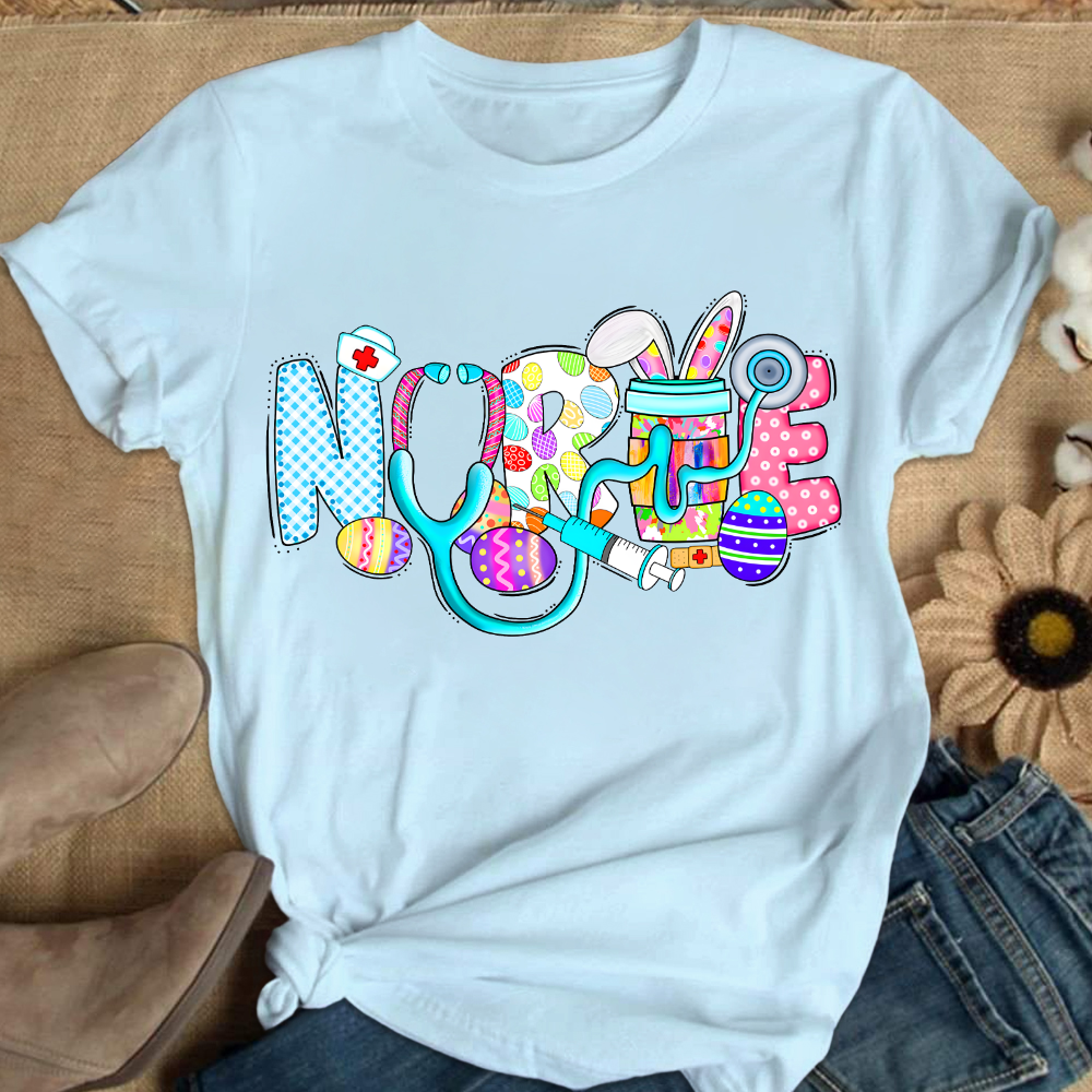 Easter Gnomes Cute Bunny Cotton Nurse T-shirt