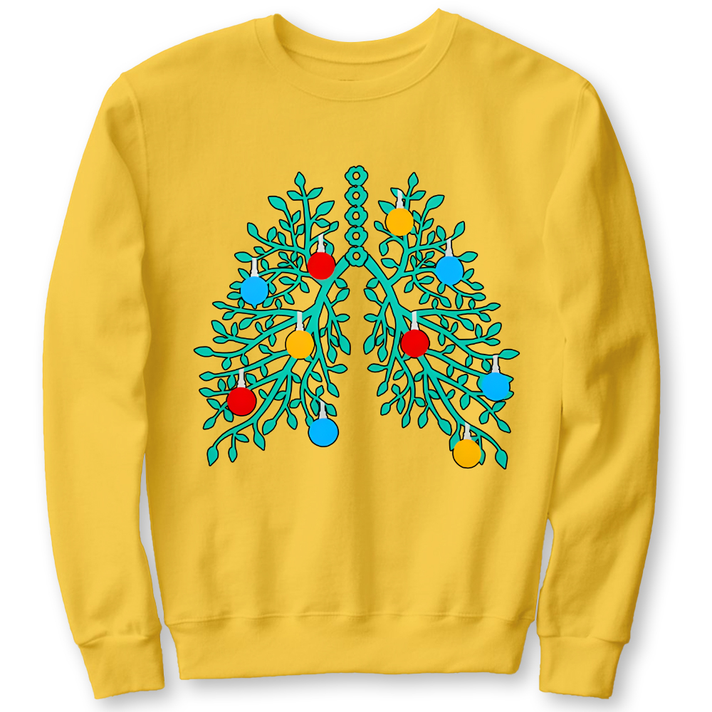 Lungs With Christmas Lights Respiratory Therapist Xmas Cotton Pullover Sweatshirt