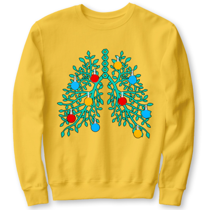 Lungs With Christmas Lights Respiratory Therapist Xmas Cotton Pullover Sweatshirt