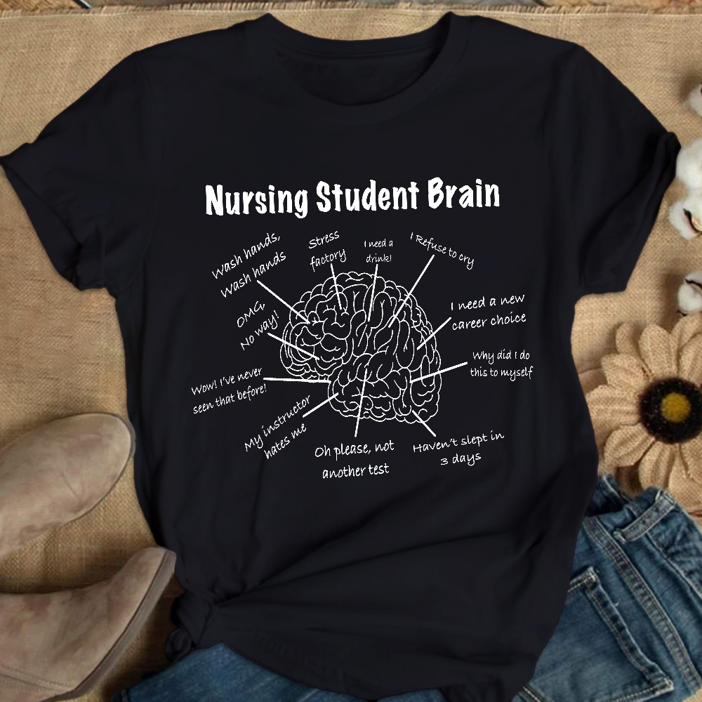 Nursing Student Brain Cotton Nurse T-shirt