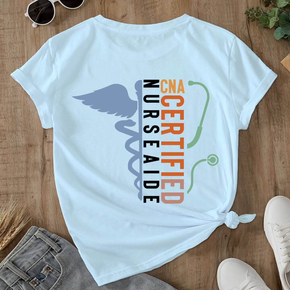 Certified Nursing Assistant Double-Sided Cotton Printed T-Shirt