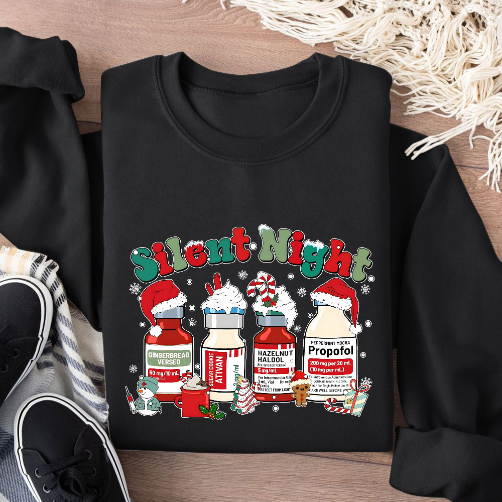 Santa's Helpers Silent Night Cotton Pullover Sweatshirt
