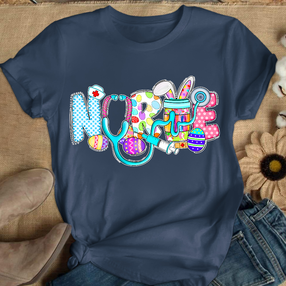 Easter Gnomes Cute Bunny Cotton Nurse T-shirt