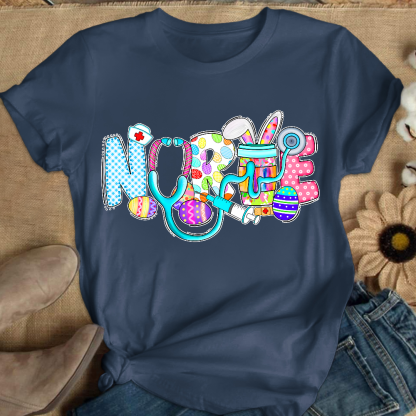Easter Gnomes Cute Bunny Cotton Nurse T-shirt