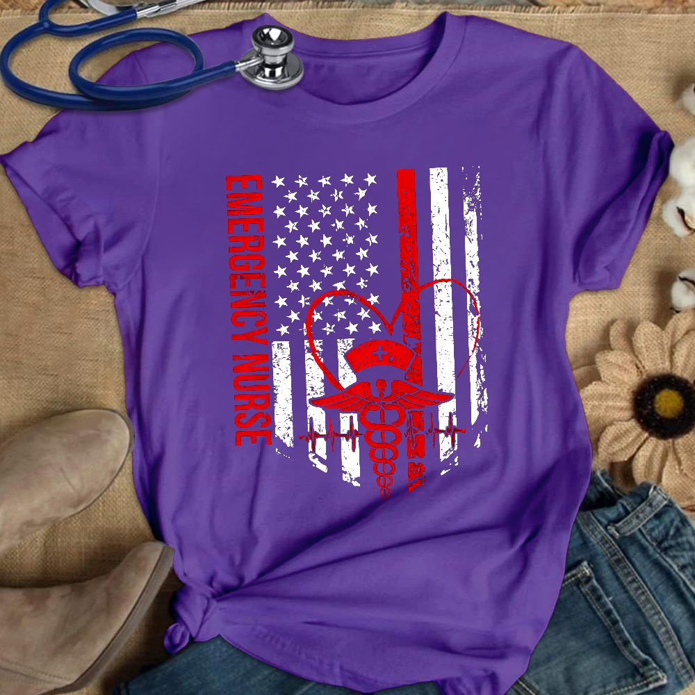 RN Nurse Flag Cotton Nurse T-shirt