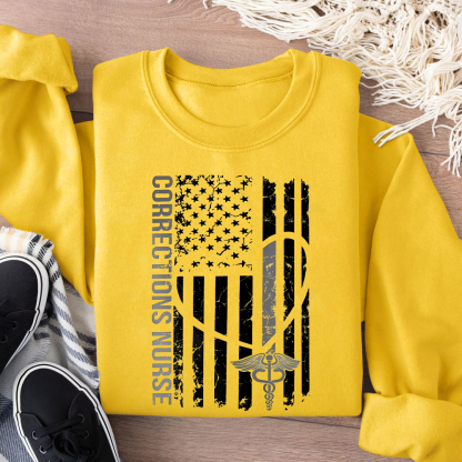 Corrections Nurse Flag Cotton Pullover Sweatshirt