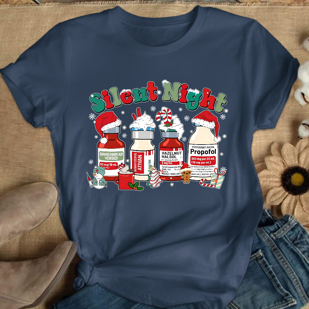 Santa's Helpers Silent Night Cotton Nurse T-shirt