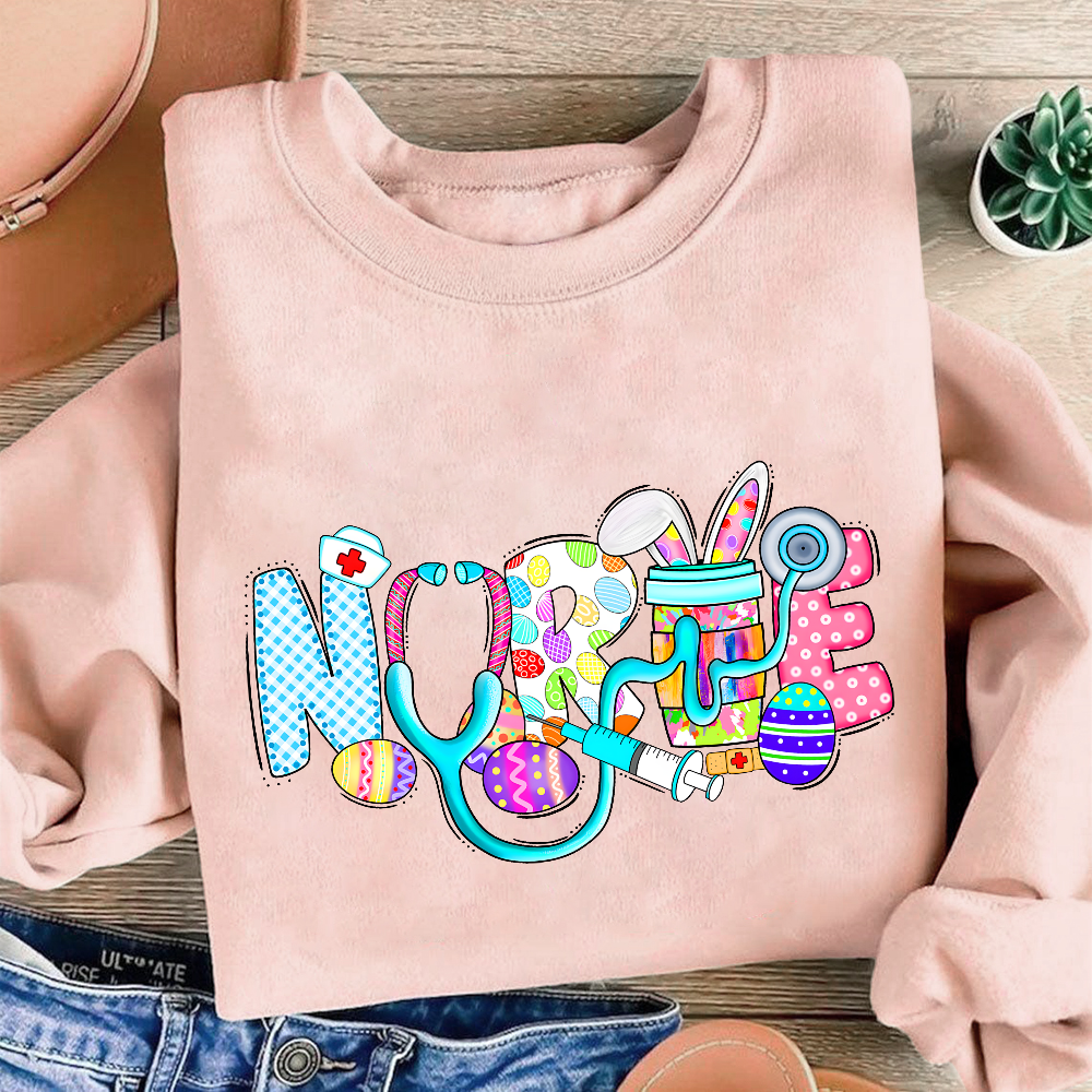 Easter Gnomes Cute Bunny Cotton Pullover Sweatshirt