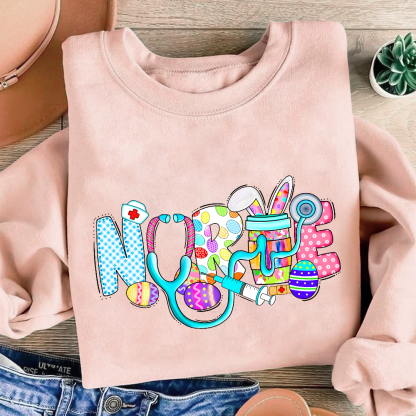 Easter Gnomes Cute Bunny Cotton Pullover Sweatshirt