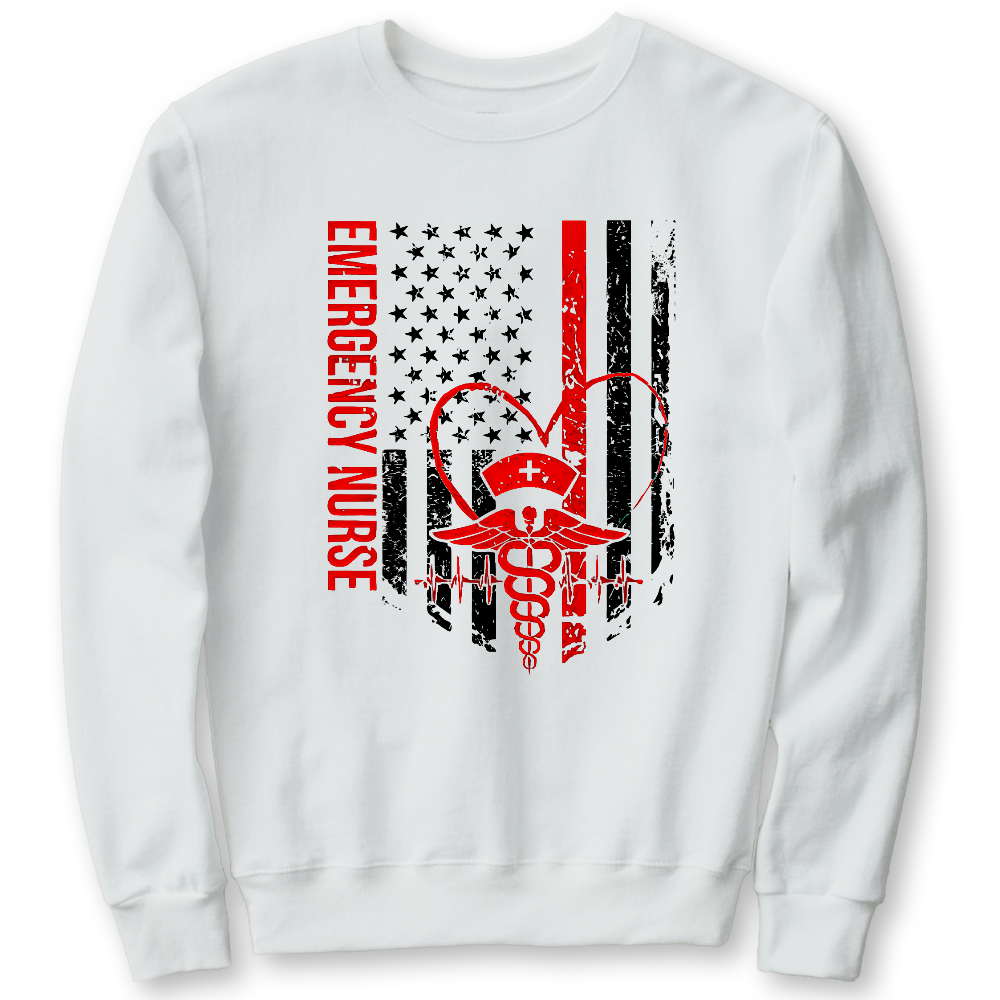 RN Nurse Flag Cotton Pullover Sweatshirt