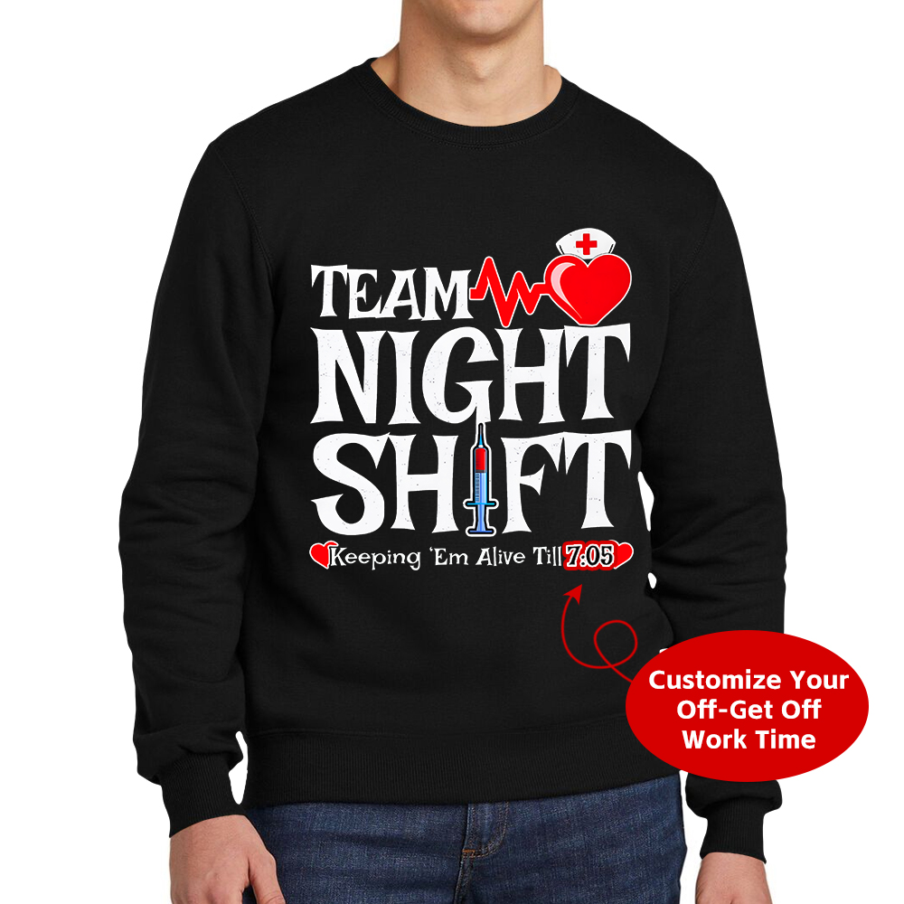 Custom Team Night Shift Cotton Pullover Sweatshirt
