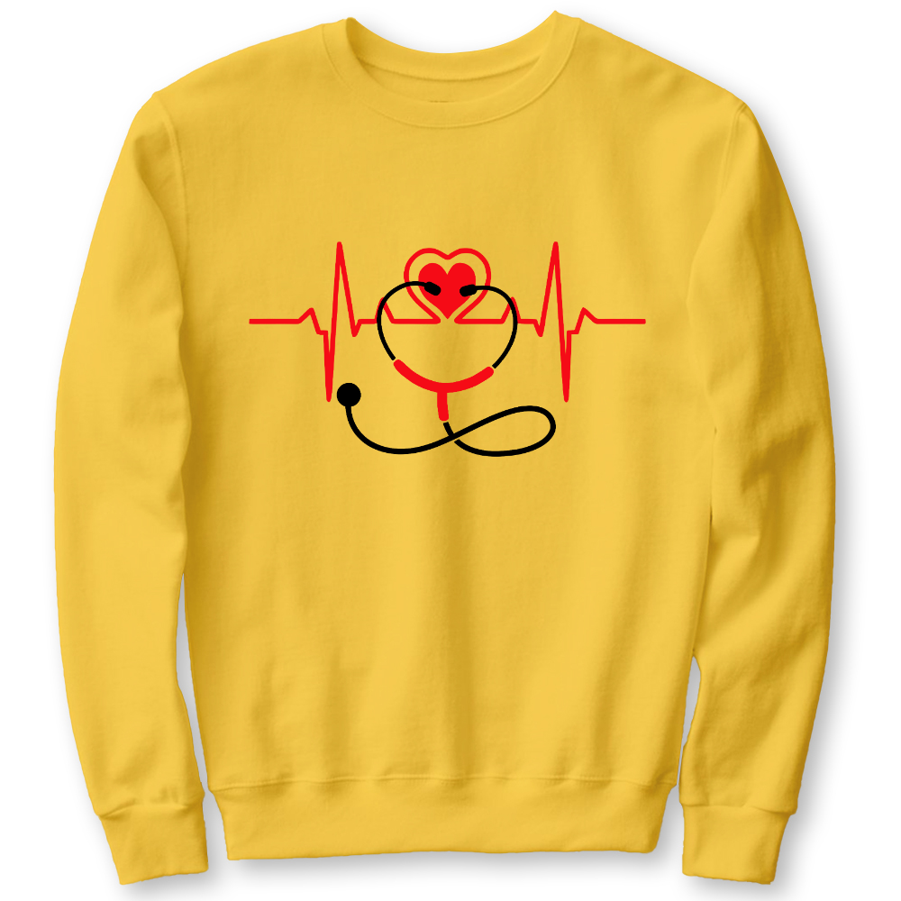 Funny Heart Beats Cotton Pullover Sweatshirt