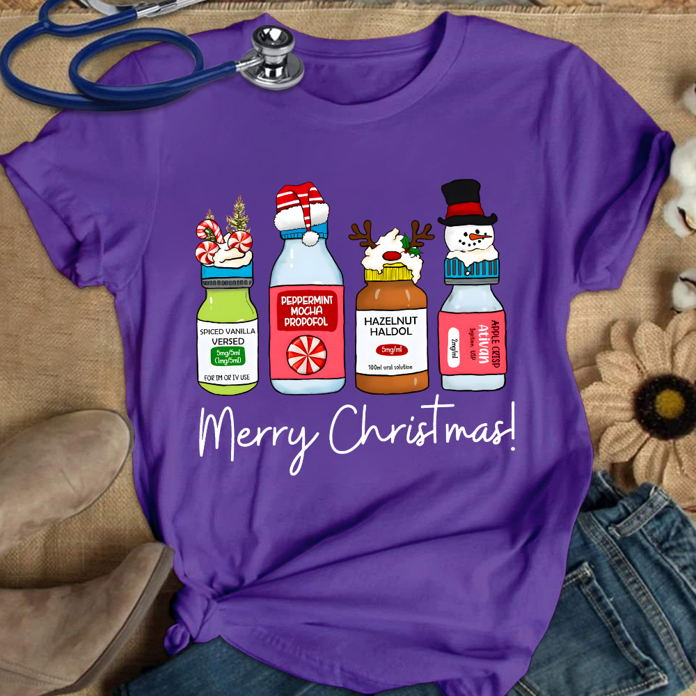 Merry Christmas Pharmacy Cotton Nurse T-shirt