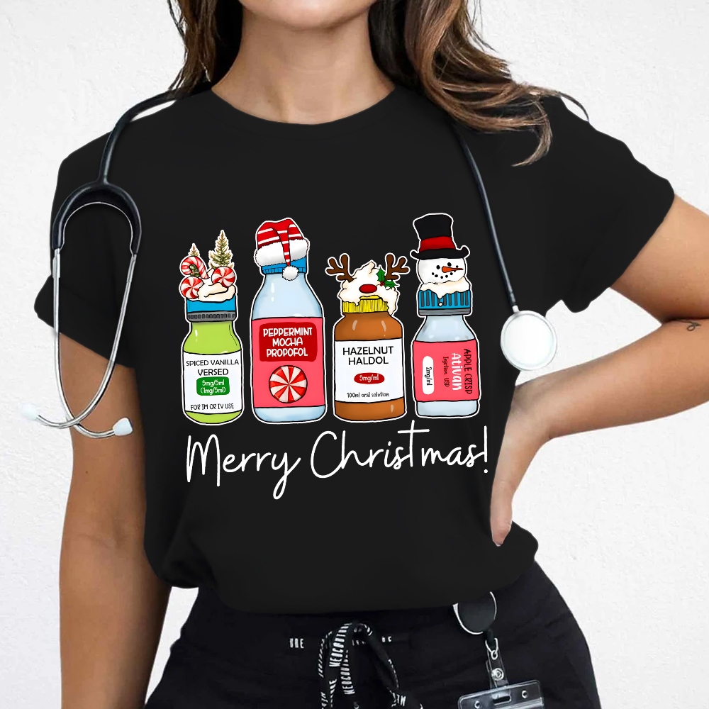 Merry Christmas Pharmacy Cotton Nurse T-shirt