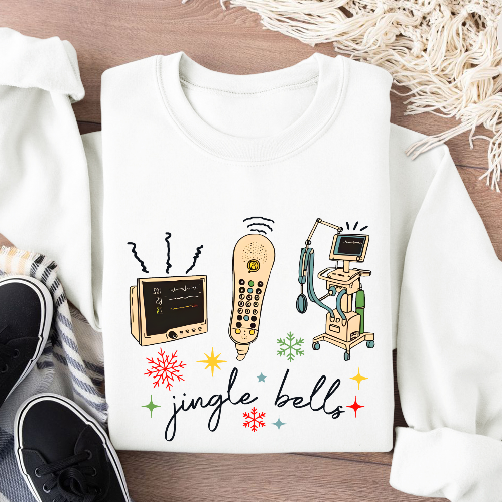 Jingle Bells ICU Nurse Xmas Cotton Pullover Sweatshirt
