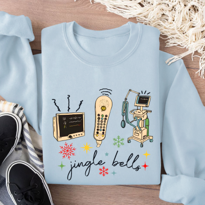 Jingle Bells ICU Nurse Xmas Cotton Pullover Sweatshirt