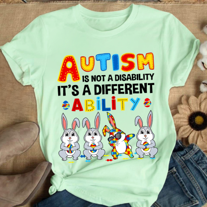 Rabbits Autism Is Not A Disability It’s A Different Ability Cotton Nurse T-shirt