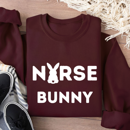 Nurse Bunny Cotton Pullover Sweatshirt