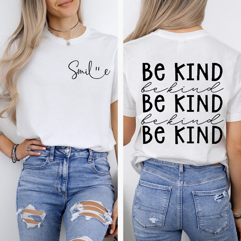 Suicide Prevention Awareness Smile Be Kind Double-Sided Cotton Printed T-Shirt