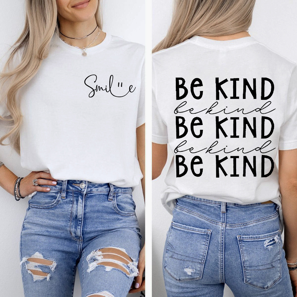 Suicide Prevention Awareness Smile Be Kind Double-Sided Cotton Printed T-Shirt
