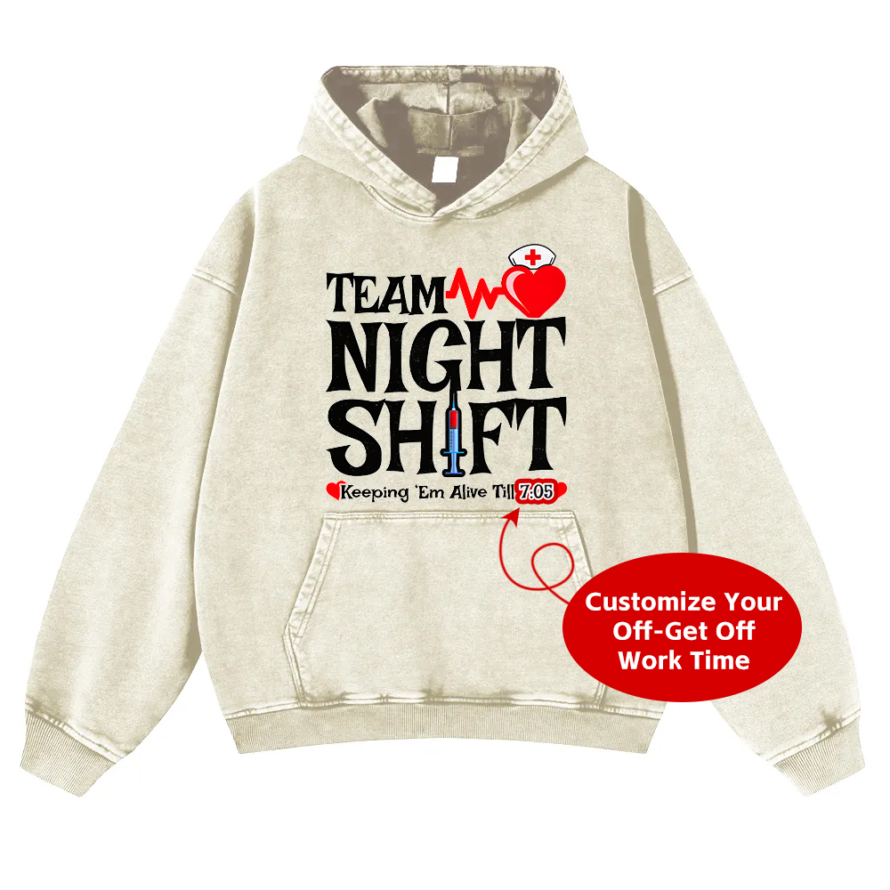 Custom Team Night Shift Vintage Washed Hoodie