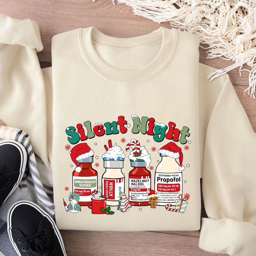 Santa's Helpers Silent Night Cotton Pullover Sweatshirt