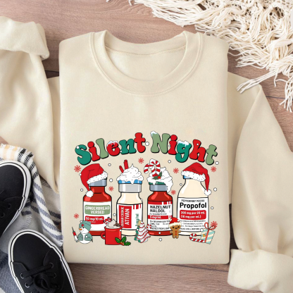 Santa's Helpers Silent Night Cotton Pullover Sweatshirt