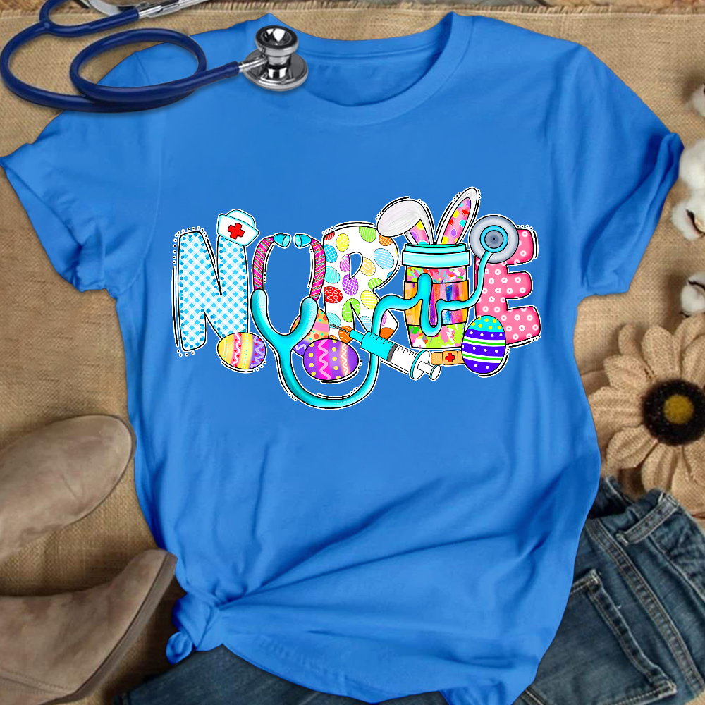 Easter Gnomes Cute Bunny Cotton Nurse T-shirt