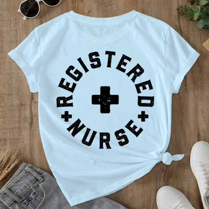 Registered Nurse Double-Sided Cotton Printed T-Shirt