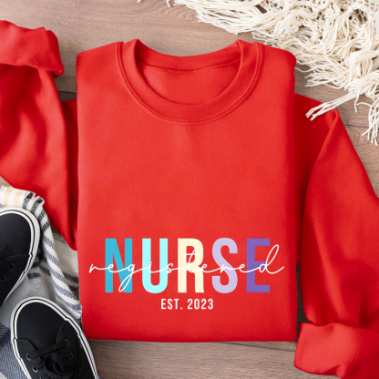 Custom Registered Nurse Embroidery Cotton Pullover Sweatshirt