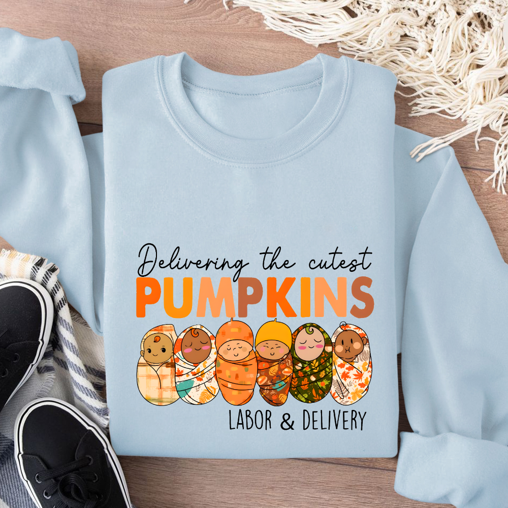 Delivering The Cutest Pumpkins Nurse Cotton Pullover Sweatshirt