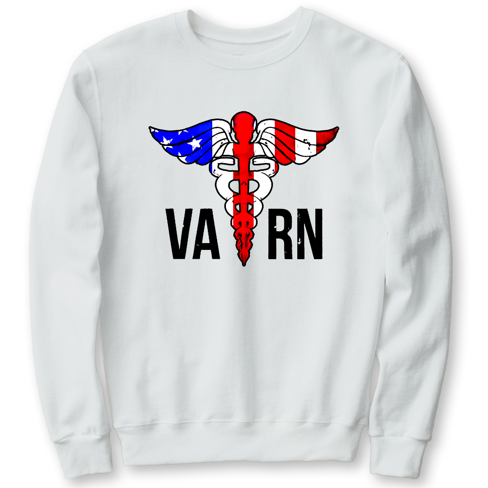 VA RN Nurse Symbol Flag Cotton Pullover Sweatshirt