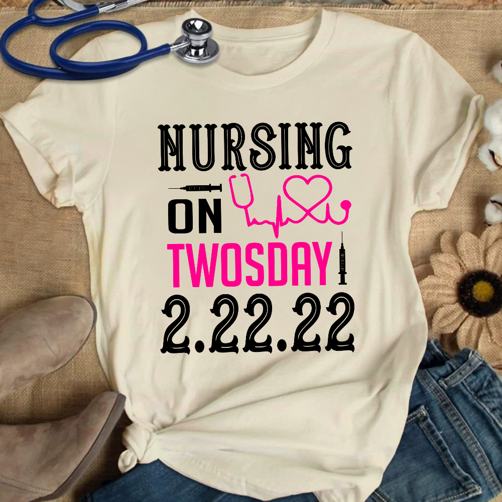 Nursing School On TwosDay Cotton Nurse T-shirt