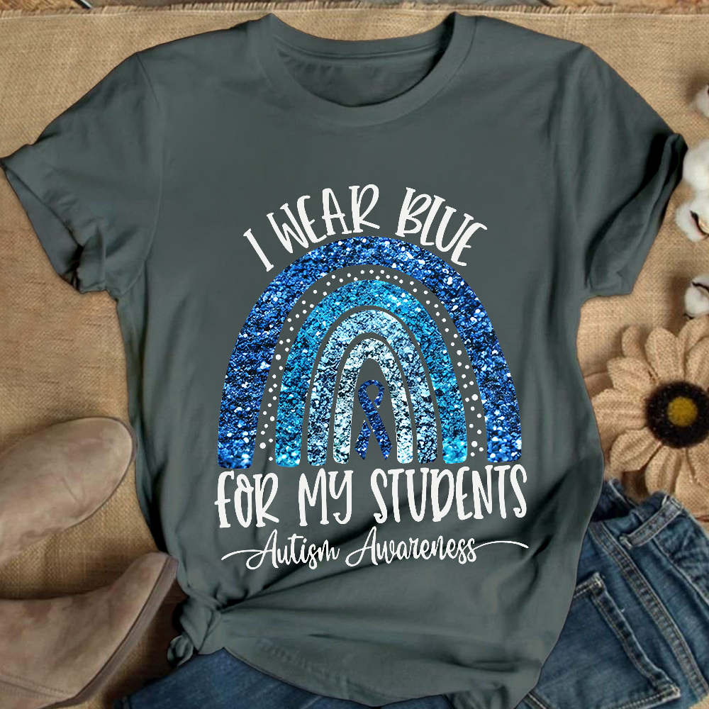 I Wear Blue For My Students Autism Awareness Cotton Nurse T-shirt