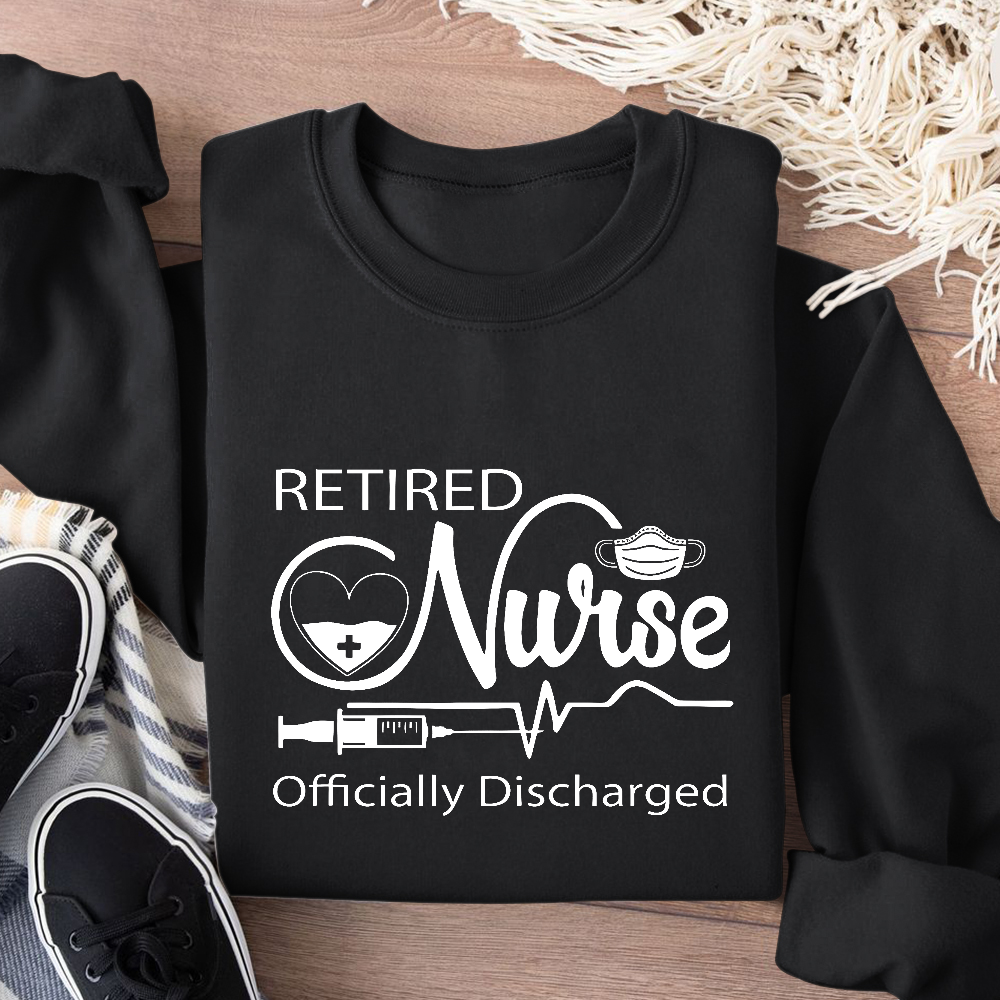 Retired Nurse Officially Discharged Cotton Pullover Sweatshirt