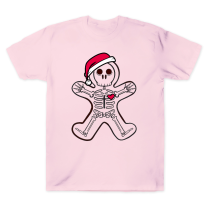 Christmas Gingerbread Man X-Ray Cookie Skeleton Wearing A Santa Hat Classic Cotton Doctor T-shirt