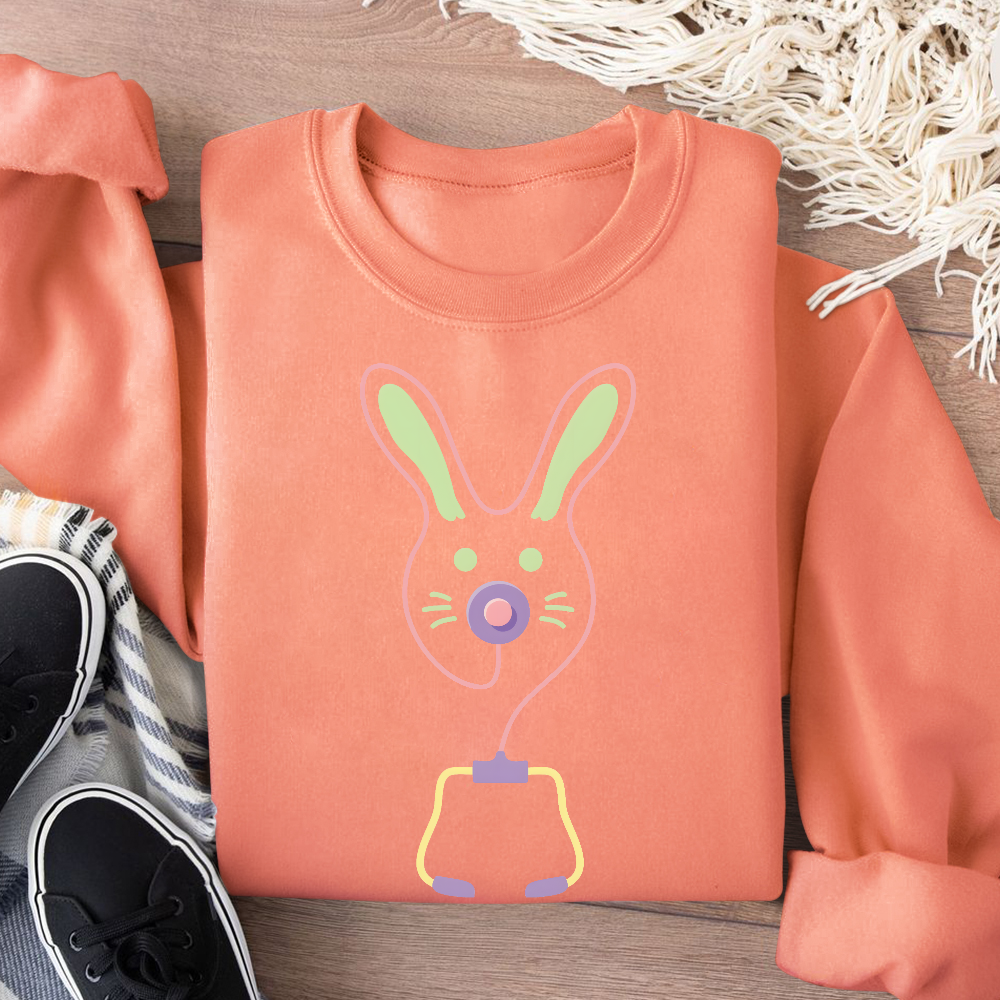 Easter Bunny Medical Tools For Nurse Or Doctor Cotton Pullover Sweatshirt