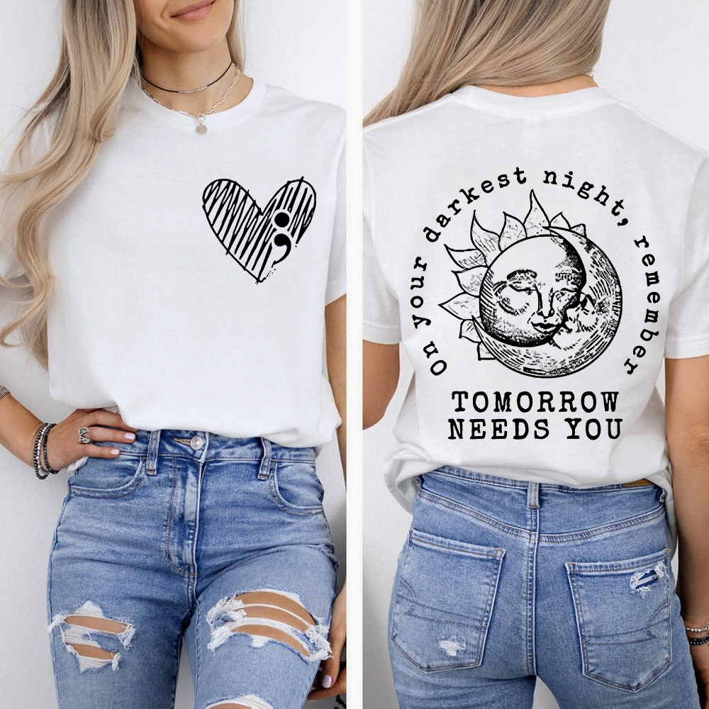 Suicide Prevention Awareness Double-Sided Cotton Printed T-Shirt