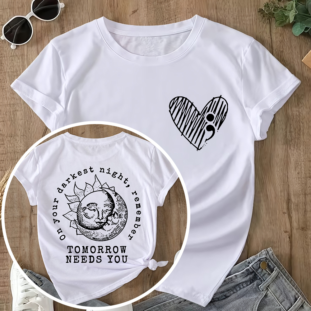 Suicide Prevention Awareness Double-Sided Cotton Printed T-Shirt