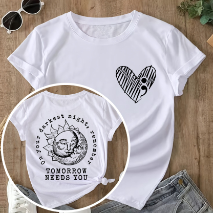 Suicide Prevention Awareness Double-Sided Cotton Printed T-Shirt