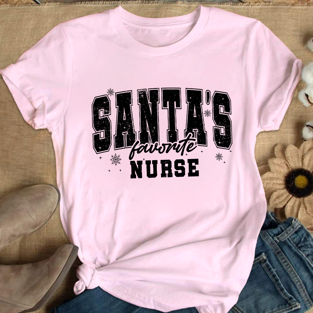 Santas's Favorite Nurse Cotton Nurse T-shirt