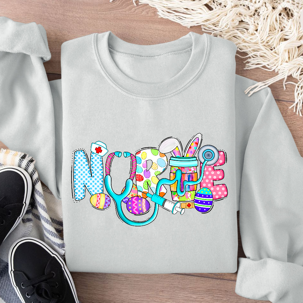 Easter Gnomes Cute Bunny Cotton Pullover Sweatshirt