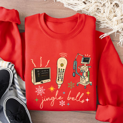 Jingle Bells ICU Nurse Xmas Cotton Pullover Sweatshirt